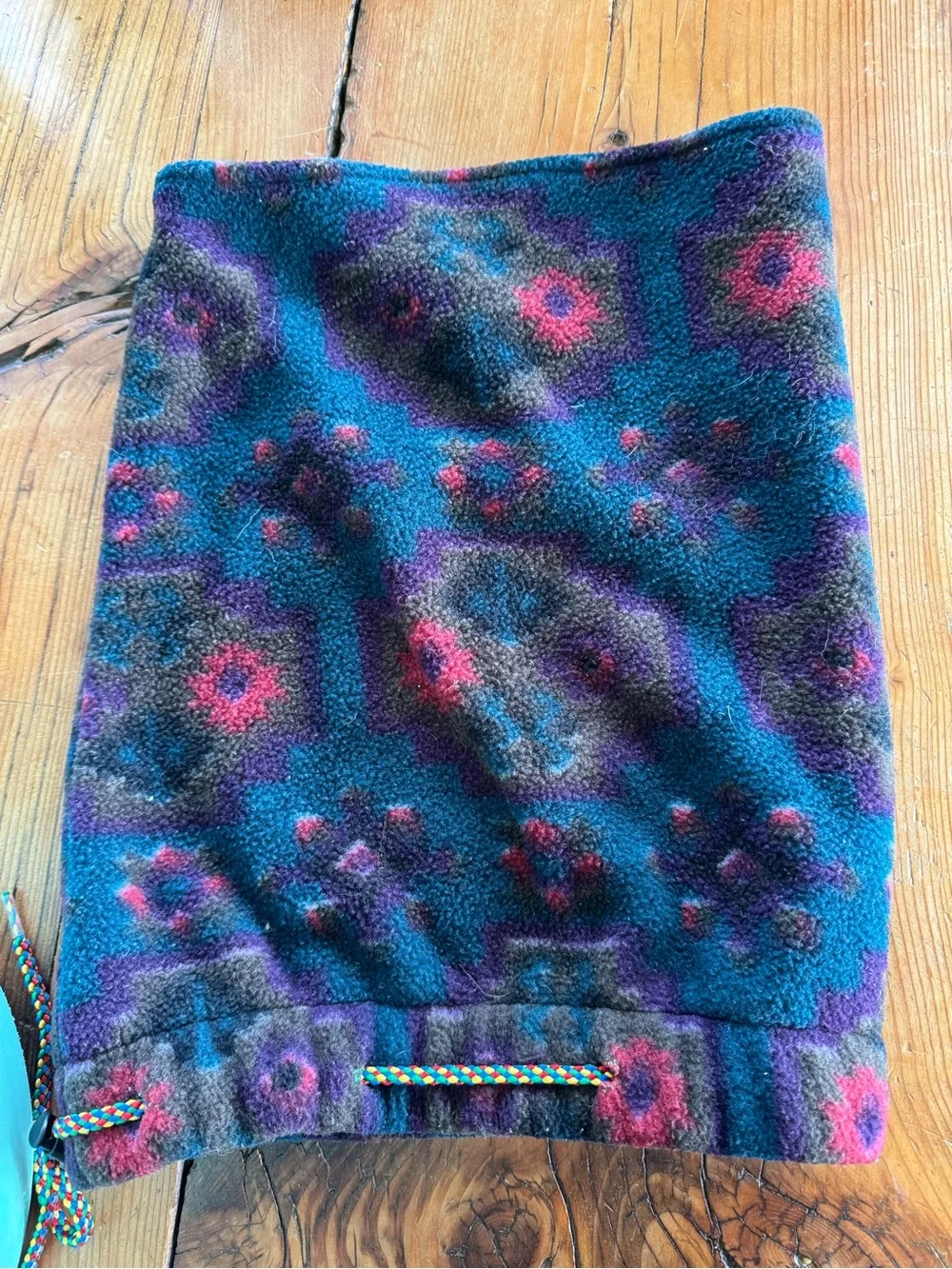 Mambosok Fleece Neck Gaiter in Teal, Purple & Pink Pattern